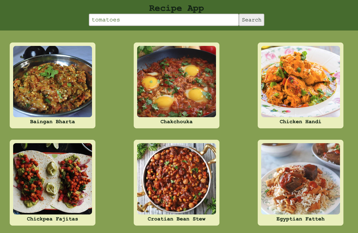 An image of the Recipe Lookup website