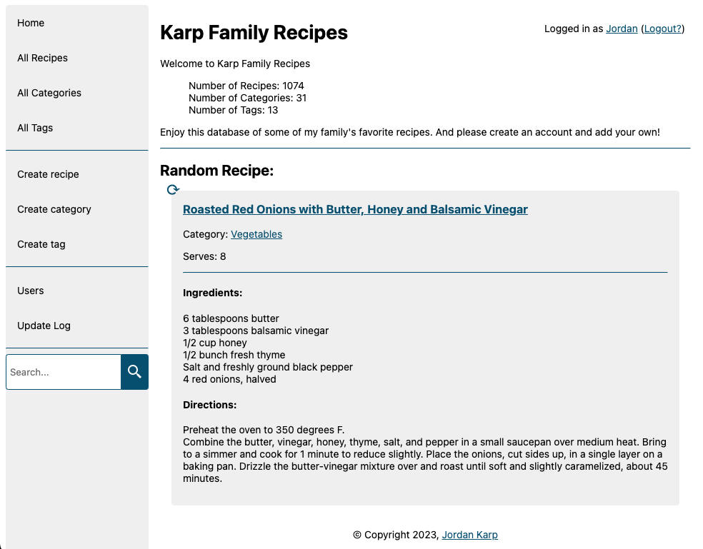 An image of the Karp Recipes project